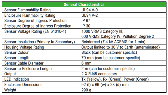 带MODBUS通讯的柔性电流传感器 DACP 504技术参数 带MODBUS通讯的柔性电流传感器 DACP 504技术参数